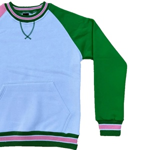 Sudadera blanca de cuello redondo para mujer con rayas verdes y rosas, manga larga, informal, de punto, para otoño - Product Image 5