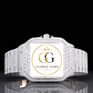 Reloj de Diamantes Mossinate en Oro Rosa Totalmente Cubierto de Diamantes, el Más Vendido, para Uso Nocturno y en Discotecas, Disponible a Buen Precio - Product Image 1