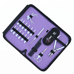 Kit d'accessoires pour extensions capillaires : Pince à sertir en acier inoxydable, Démonte-perles, Crochet à boucle, Mini-ciseaux, Peigne à queue et Aiguille - Product Image 6