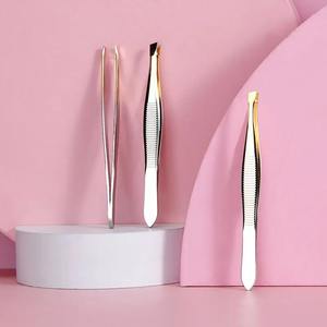 Pinza de depilación de alta calidad, pinza para cejas de acero inoxidable con punta inclinada, pinza para depilación facial, 1 unidad - Product Image 1