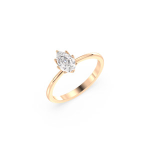 Anillo de Diamante Cultivado en Laboratorio HPHT CVD de 1 Quilate con Corte Pera en Oro Sólido de 14K Hecho a Mano por REYES para Mujer, Certificado por IGI, Joyería Chapada en Rodio - Product Image 1