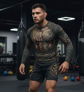 Men's Full Sleeve Rash Guard <b>Compression</b> <b>Shirt</b> Sublimation Print Quick Dry Polyester Fitness Wear Professional Manufacturer's - Product Image 1