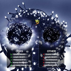 197 FT 580 LED Outdoor Christmas Lights Waterproof Fairy String Lights with 8 Modes Plug-in Decorations for Christmas - Product Image 4