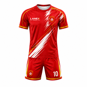 Ensemble uniforme de football pour hommes avec maillot et short, tissu léger et durable, design respirant et à séchage rapide pour l'entraînement sportif - Product Image 1