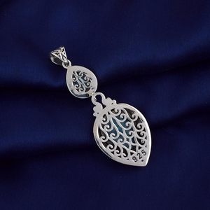 2026 Newly Arrival Wholesale India Manufacture Solid 925 Sterling <b>Silver</b> Teardrop Larimar Natural Gemstone Fine Pendant Necklace - Product Image 3