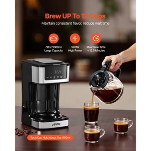 Macchina da caffè elettrica a goccia con schermo tattile programmabile da 12 tazze 24 ore su 24 per tenere in caldo Macchina a goccia a 4 ore 2 punti di forza per uso domestico - Product Image 3