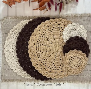 Set de table rond en tissu style campagnard, fait main, lavable, pour mariages, Thanksgiving et fêtes, diamètre 500 mm - Product Image 4