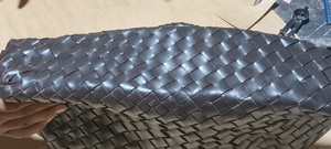 Black Custom Printed <b>Genuine</b> <b>Leather</b> Woven <b>Handbag</b> with Tatami Stitches Design Top Handle Fashion Accessory - Product Image 6