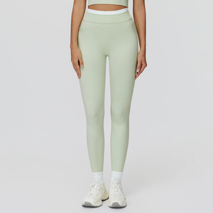 High Waist Full Length Solid Colors <b>Leggings</b> <b>With</b> <b>Pockets</b> Seamless Elastic Waist Four-Way Stretch Yoga <b>Leggings</b> By Run Apparel - Product Image 1