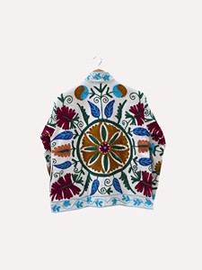 Hand Embroidered Floral Cotton Jacket Mandarin Collar Full Sleeve Prairie Chic Women'<b>s</b> Plus Size Adult Spring Standard Thickness - Product Image 4