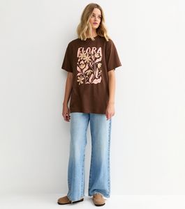 T-shirt oversize à imprimé floral brun foncé - Product Image 2