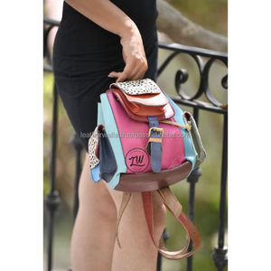 Bolsos de mano de piel auténtica para mujer, Mini mochila, multicolor - Product Image 5