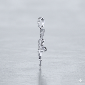 Unisex 10K Gold Vintage Trendy Hip Hop Custom Chunky Minimalist Iced Pistol Gun Brilliant Cut Natural Diamond Fine Jewelry Gift - Product Image 1