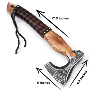 Hacha Vikinga Hecha a Mano de Acero Industrial con Alto Contenido de Carbono, Mango de Madera de Palisandro, Funda de Cuero, Personalizable, 1.5 kg, Multiusos - Product Image 2