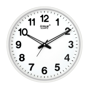 Large Number round Wall <b>Clock</b> – Non-Ticking <b>Silent</b> Quartz Movement – Durable Plastic Frame – Ivory and White Color Options - Product Image 3