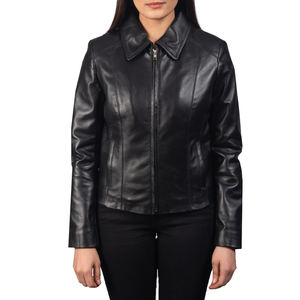 Veste en cuir de vache noir unisexe de qualité supérieure, coupe ample, col mandarin classique, fermeture éclair, laine, pour tous les jours, bureau, streetwear - Product Image 4