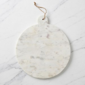 Tabla de cortar redonda de mármol con recipientes, tabla blanca para servir queso y bocadillos, muy vendida. - Product Image 1
