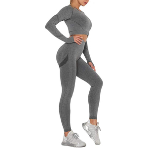 Wholesale Custom Made Women's Yoga Sets <b>Lace</b> Belt Rhinestone Embellishments <b>Elastic</b> Waist Full Sleeve High Quality Polyester - Product Image 1