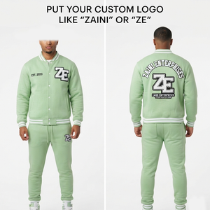 ZAINI Unisex Winter Casual Varsity <b>Tracksuit</b> 320g Polyester/Cotton Fleece Breathable Quick-Dry <b>Pink</b> Contrast Sleeves Stand - Product Image 1