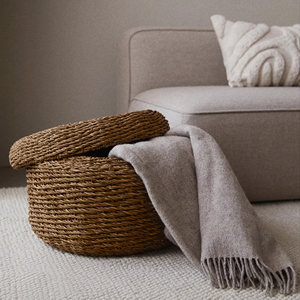 ตะกร้าหญ้าทะเลพร้อมฝาสาน ตะกร้าเก็บของทำมือ ขายส่ง เป็นมิตรกับสิ่งแวดล้อม ผลิตในเวียดนาม - Product Image 3