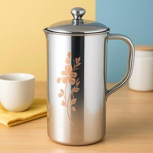 Carafe à eau en acier inoxydable de qualité supérieure avec couvercle |   Carafe isotherme pour eau froide pour hôtel et restaurant |   Boîte à boissons métallique grande capacité - Product Image 1