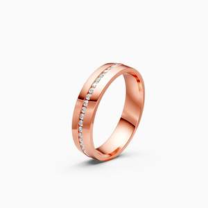 Bague pour homme éthique et écologique avec diamant de laboratoire serti en canal, 0,43 ct rond |   En or jaune, blanc et rose 9 carats - Product Image 1