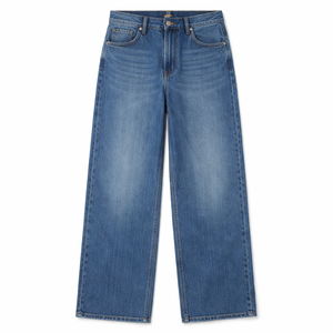 Jean en denim stretch délavé pour homme, coupe décontractée, taille mi-haute, jambe large, en mélange de coton durable, OEM ODM en gros - Product Image 1