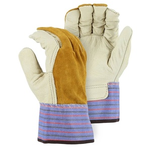 Gants de travail en cuir pleine fleur de vachette certifiés CE, 11 oz, résistants aux chocs, avec doublure polaire et manchette de sécurité pour la partie supérieure de la main - Product Image 1