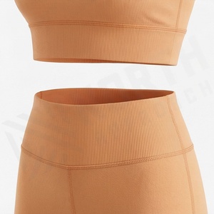 Ropa Deportiva Personalizada, Top Deportivo Sin Costuras para Mujer, Conjunto Deportivo Acanalado para Entrenamiento, Running, Yoga, Ropa Deportiva al Por Mayor - Product Image 5