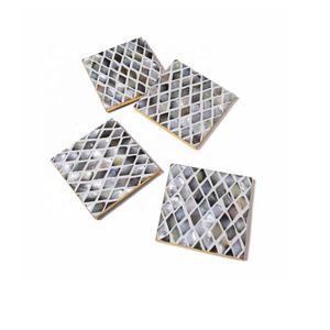 รถไฟเหาะไข่มุกดีไซน์ทันสมัยสำหรับชากาแฟเครื่องดื่มกาแฟพร้อมชุดที่วางของ4ชิ้นที่รองแก้วตกแต่งทำด้วยมือ - Product Image 1