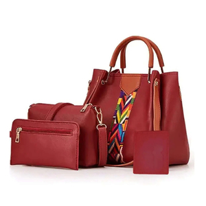 Conjunto de 4 Piezas de Cuero Genuino para Mujer, Bolso Tote de Gran Capacidad, Cartera, Bolso Bandolera y Tarjetero, Bolso de Hombro Suave - Product Image 5