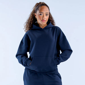 Oversized Winter 3D Embroidery Latest <b>Navy</b> <b>Women's</b> Drop Shoulder Relaxed Fit Revive <b>Hoodie</b> Anti-Wrinkle Breathable 100% Cotton - Product Image 1