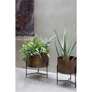 Maceta Moderna de Metal con Soporte, Acabado Pátin, Macetero Industrial de Interior, Maceta de Pie para Decoración del Hogar y Hoteles - Product Image 1