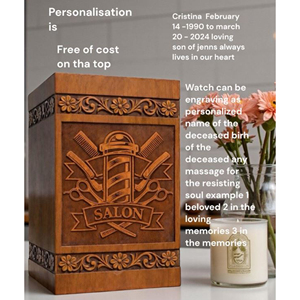 Handmade Wooden Barber Urn | Salon Theme Memorial urn Memorial Keepsake by AYAANS - Product Image 5