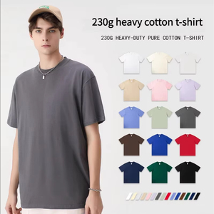 T-shirt en coton uni à manches courtes et col rond pour homme, coupe classique, couleur unie, haut décontracté en tricot - Product Image 2