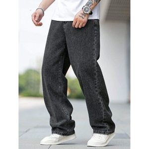 Jean en denim ample et large pour homme, style rétro tendance, couleur anthracite, écologique, respirant, 100 % coton, taille 28-42, style vintage - Product Image 3