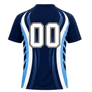 Navy Blue White Sublimated Volleyball Jersey Short Sleeve Sports Shirt Team Athletic Wear Match Training Competition Apparel - Product Image 2