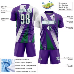 เสื้อฟุตบอลสีม่วงเขียว แขนสั้น คอกลม ระบายเหงื่อได้ดี ผลิตจากโพลีเอสเตอร์ 100% พิมพ์ลายแบบซับลิเมชั่น สำหรับผู้ใหญ่ชาย ทรงปกติ - Product Image 5