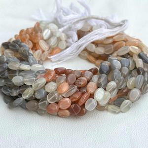 7mm-10mm naturel Multi pierre de lune lisse perles ovales AAA qualité semi-précieuse pierres précieuses en gros fabrication de bijoux 16 pouces brin - Product Image 5