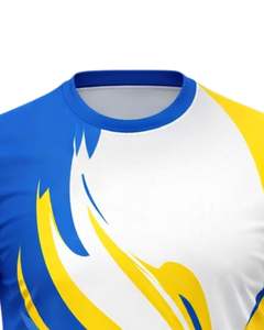 Camiseta Deportiva Personalizada para Hombre en Azul, Amarillo y Blanco, de Secado Rápido, Poliéster, Impresión Personalizada, Manga Corta, para Correr, Gimnasio y Entrenamiento - Product Image 5