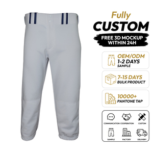 Custom Unisex 100% Polyester Baseball Pants Breathable Sublimated Print Solid Color Zipper Fly Pockets Anti-Bacterial Slim Fit - Product Image 1