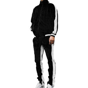 Survêtements en velours pour hommes, 2 pièces, hiver, maternité, avec veste à capuche et pantalon - Tenue de jogging sportive - Product Image 2