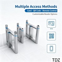 Ouvre-porte battant Slim Barrier QR Code, Portillon tournant rapide à servomoteur, Corps en acier inoxydable, pour salle de sport, CE ISO OEM, Garantie 1 an