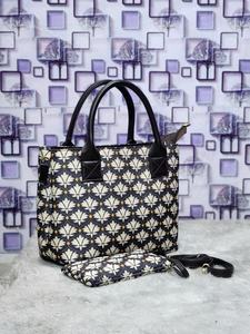 Elegant Leaf Motif Jacquard Handbag – 2-Piece Set with Matching Pouch & Sling - Product Image 2