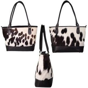 Sac fourre-tout en cuir véritable à poils, sac à bandoulière portable vintage grande capacité - Product Image 6