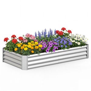 Bac à légumes surélevé en acier galvanisé 6x3x1 pieds, extra large, pour l'extérieur, avec fonction d'auto-arrosage, pour légumes, fleurs, herbes - Product Image 1