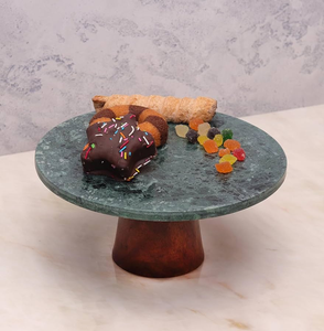 Base para Pastel de Mármol, Plato para Decoración de Pasteles y Postres, Base para Pastel de Mármol Verde con Base de Madera, Precio Superior - Product Image 1