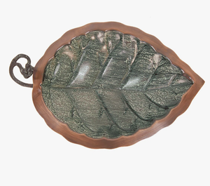 Bebedero para Pájaros de Metal con Diseño de Hojas en Dos Tonos de Cobre Antiguo, Decoración para Jardín y Patio Exterior, Bandeja para Alimentar Pájaros con Base de Estaca - Product Image 2