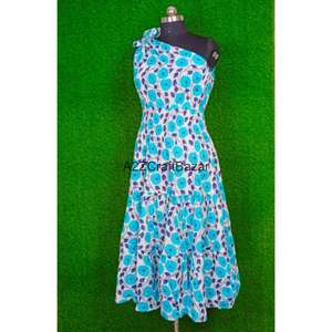 Robe moulante mi-longue sans manches à épaules dénudées 100 % coton imprimé floral sexy respirante écologique pour femme, idéale pour les fêtes d'été et de printemps - Product Image 1