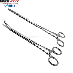 Juego de 2 Pinzas Hemostáticas Rochester Premium de 12 Pulgadas, Rectas y Curvas, con Tres Posiciones de Bloqueo, Manuales, de Acero Inoxidable Alemán - Product Image 1